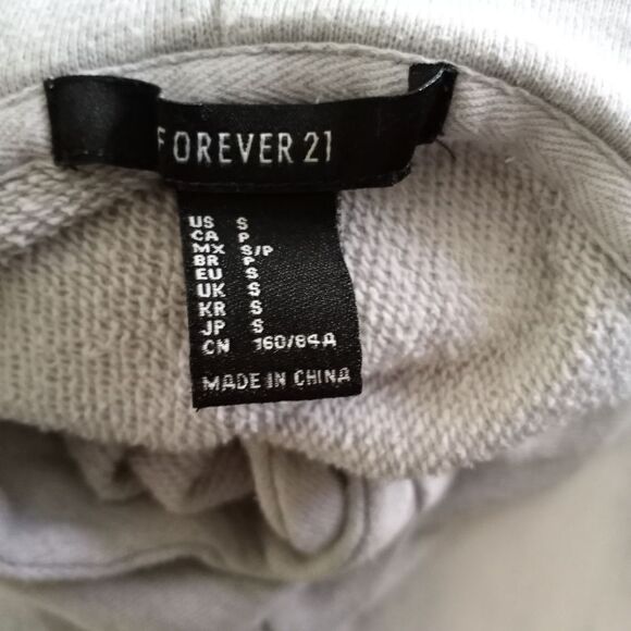 FOREVER 21 GRAY & BLACK MESH SLEEVE HOODIE SZ.S GUC - Picture 5 of 5